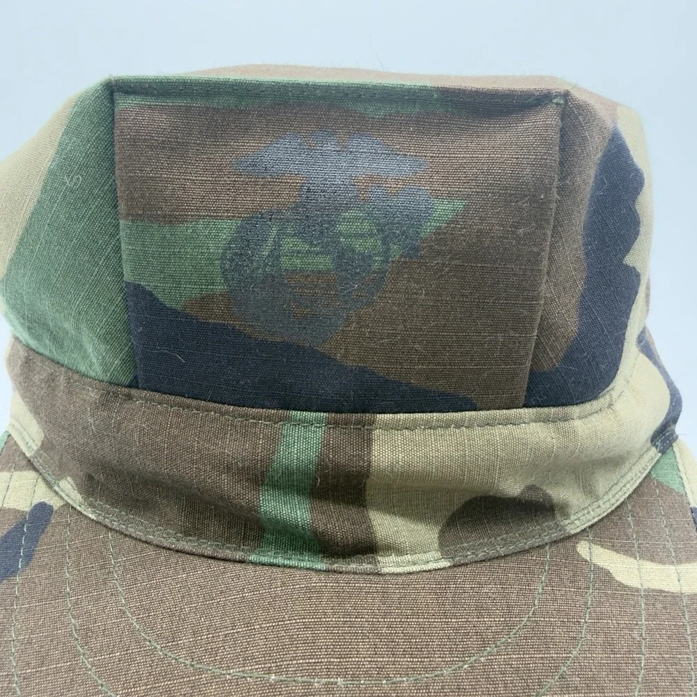 USGI Utility Cap Woodland Camo‎ with USMC Logo Small